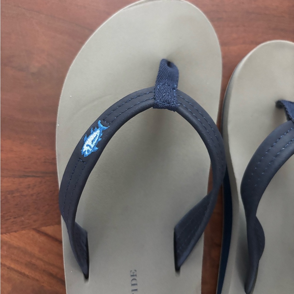 Southern Tide Navy and Gray Kids Flip Flops